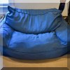 F45. Overstuffed denim beanbag chair. 